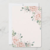 Elegante Blush Rozen Bloemen Zilveren Huwelijk Kaart (Achterkant)