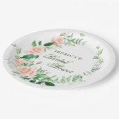 Elegante Blush Rozen Bloemrijke Groen Bruids Bruil Papieren Bordje (Gekanteld)