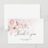 Elegante blush rozen bruids-shower bedankkaart (Voorkant / Achterkant)