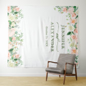 Elegante Blush Rozen Bruiloft Fotocabine Achtergro Wandkleed (In Situ (horizontaal))