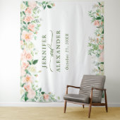 Elegante Blush Rozen Bruiloft Photo Booth Achtergr Wandkleed (In situ)