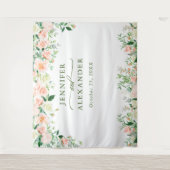 Elegante Blush Rozen Bruiloft Photo Booth Achtergr Wandkleed (Voorkant)