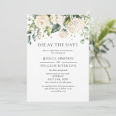 Elegante Blush Rozen Trouwdatum Uitstel Kaart (Staand voorkant)