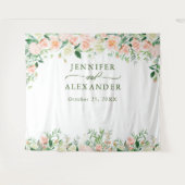 Elegante Blush Rozen Trouwfoto Booth Achtergrond Wandkleed (Voorkant (horizontaal))