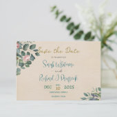 Elegante Blush & Sage Bloemen Huwelijk Save The Date (Staand voorkant)
