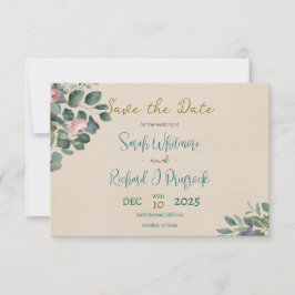 Elegante Blush & Sage Bloemen Huwelijk Save The Date