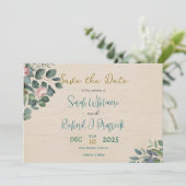 Elegante Blush & Sage Bloemen Huwelijk Save The Date (Staand voorkant)