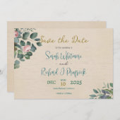 Elegante Blush & Sage Bloemen Huwelijk Save The Date (Voorkant / Achterkant)