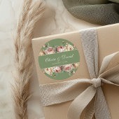 Elegante Blush Sage Green Pioenenbruiloft Ronde Sticker