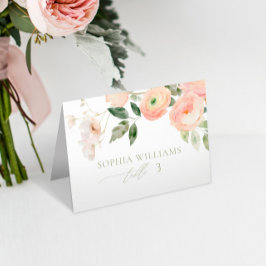 Elegante Blush & Sage Green Wedding Place Card Kaart