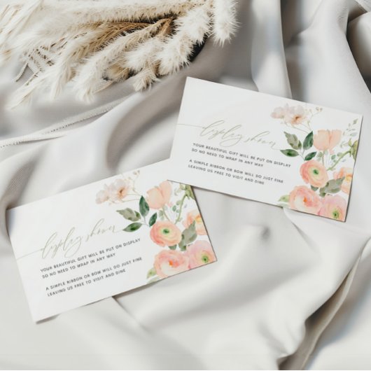 Elegante Blush & Sage Groene Bloemen Display Douch Informatiekaartje