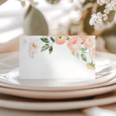 Elegante Blush & Sage Groene Bloemen Huwelijk Plaatskaartje