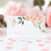 Elegante Blush & Sage Groene Bloemen Huwelijk Plaatskaartje