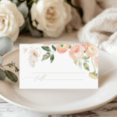 Elegante Blush & Sage Groene Bloemen Huwelijk Plaatskaartje