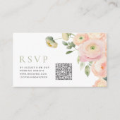 Elegante Blush & Sage Groene Bruiloft QR Code RSVP Informatiekaartje (Voorkant)