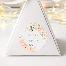 Elegante Blush & Sage Groene Bruiloft Ronde Sticker