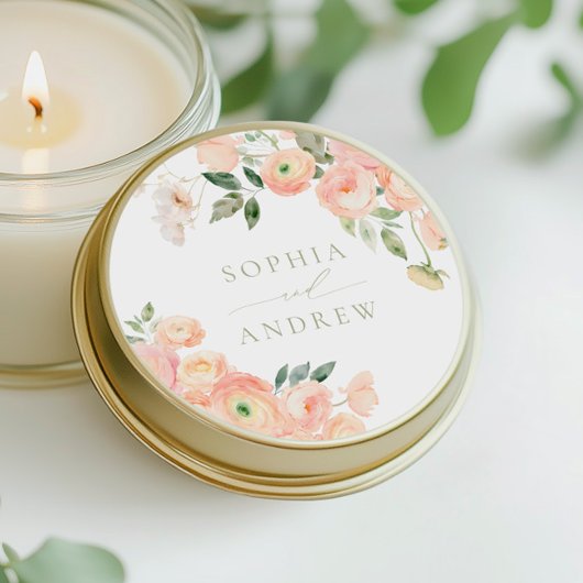 Elegante Blush & Sage Groene Bruiloft Ronde Sticker