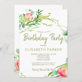 Elegante blush sage tuin rozen verjaardagsfeestje kaart