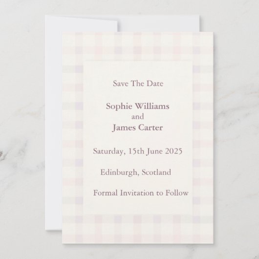 Elegante Blush Script Save the Date Kaart | Minima (Voorkant)