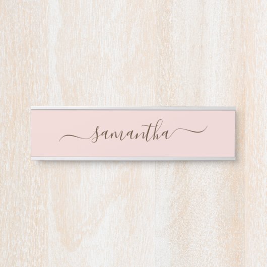 Elegante Blush Swash Naam Deurbordje (Voorkant)