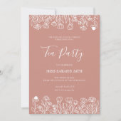 Elegante Blush Tea Party uitnodiging (Voorkant)