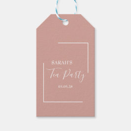 Elegante Blush Tea Party Verjaardag Cadeaulabel