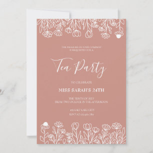 Elegante Blush Tea Party Verjaardag Kaart