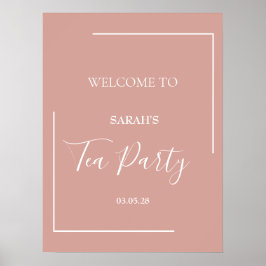 Elegante Blush Tea Party Verjaardag Poster