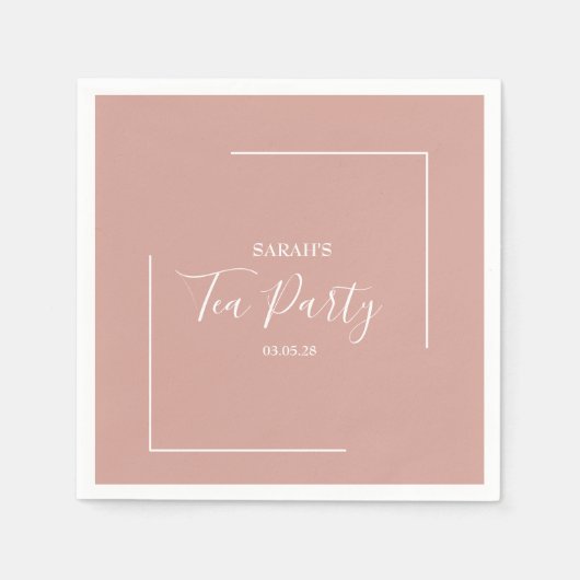 Elegante Blush Tea Party Verjaardag Servet (Voorkant)