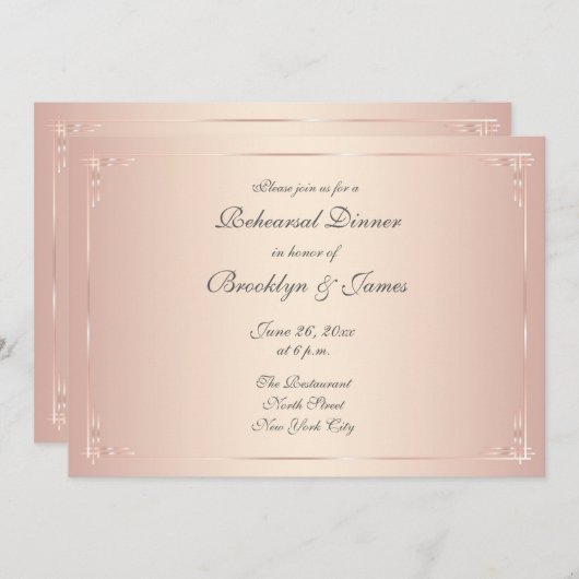 Elegante Blush Trouw Rehearsal Uitnodigingen (Voorkant / Achterkant)