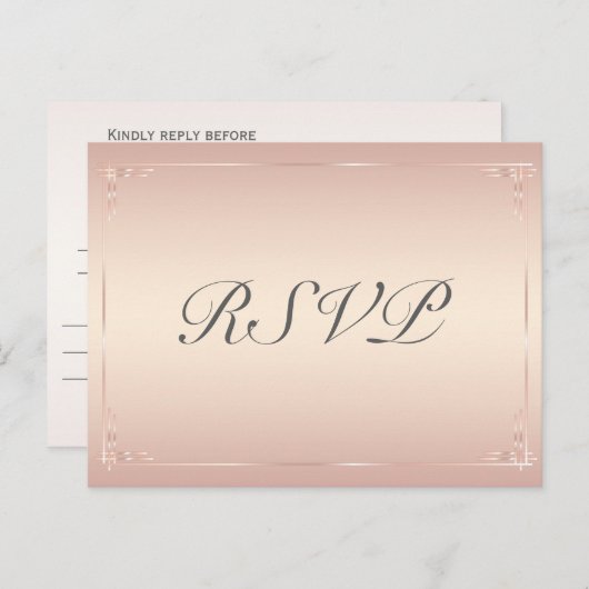 Elegante Blush Trouw RSVP-briefkaarten Uitnodiging Briefkaart (Voorkant / Achterkant)