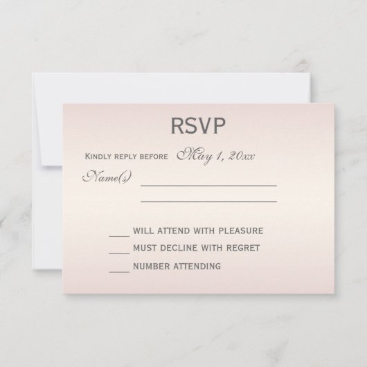 Elegante Blush Trouw RSVP Kaarten (Achterkant)