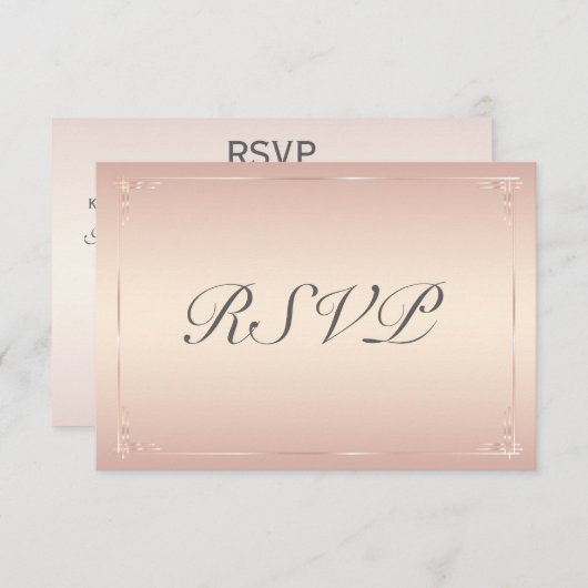 Elegante Blush Trouw RSVP Kaarten (Voorkant / Achterkant)