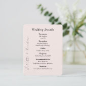 Elegante Blush Trouwdetails Kaart (Staand voorkant)