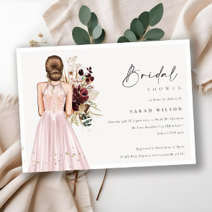 Elegante Blush Trouwjurk Bruidsuitnodiging Bedankkaart