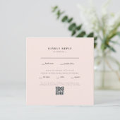 Elegante Blush Vierkante Trouw QR Code RSVP (Staand voorkant)