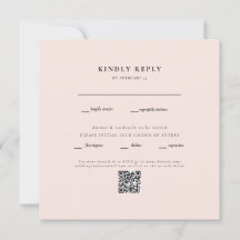 Elegante Blush Vierkante Trouw QR Code RSVP