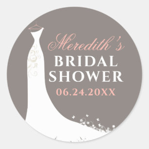 Elegante Blush Warm Grijs Bruidsjurk Ronde Sticker