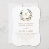 Elegante Blush Watercolor Bloemige Monogram Bruilo Kaart (Voorkant)