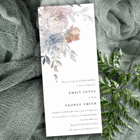 Elegante Blush Waterverf Bloemen Bruiloft Feest Kaart