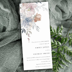 Elegante Blush Waterverf Bloemen Bruiloft Feest Kaart