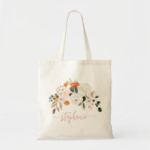 Elegante Blush Waterverf Bloemen Gepersonaliseerde Tote Bag (Voorkant)