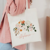 Elegante Blush Waterverf Bloemen Gepersonaliseerde Tote Bag