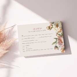 Elegante Blush Waterverf Pioenen RSVP-kaart Bedankkaart
