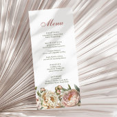 Elegante Blush Waterverf Pioenrozen Menu Kaart