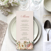 Elegante Blush Waterverf Pioenrozen Menu Kaart