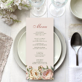 Elegante Blush Waterverf Pioenrozen Menu Kaart
