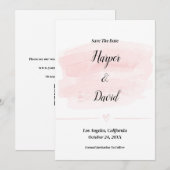 Elegante Blush Waterverf Save the Date Wedding Kaart (Voorkant / Achterkant)