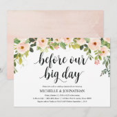 Elegante Blush Wedding Repetitie Diner Uitnodigt Kaart (Voorkant / Achterkant)