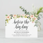 Elegante Blush Wedding Repetitie Diner Uitnodigt Kaart (Staand voorkant)